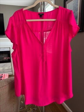 torrid Hot Pink V-Neck Flutter Sleeve Blouse NWOT